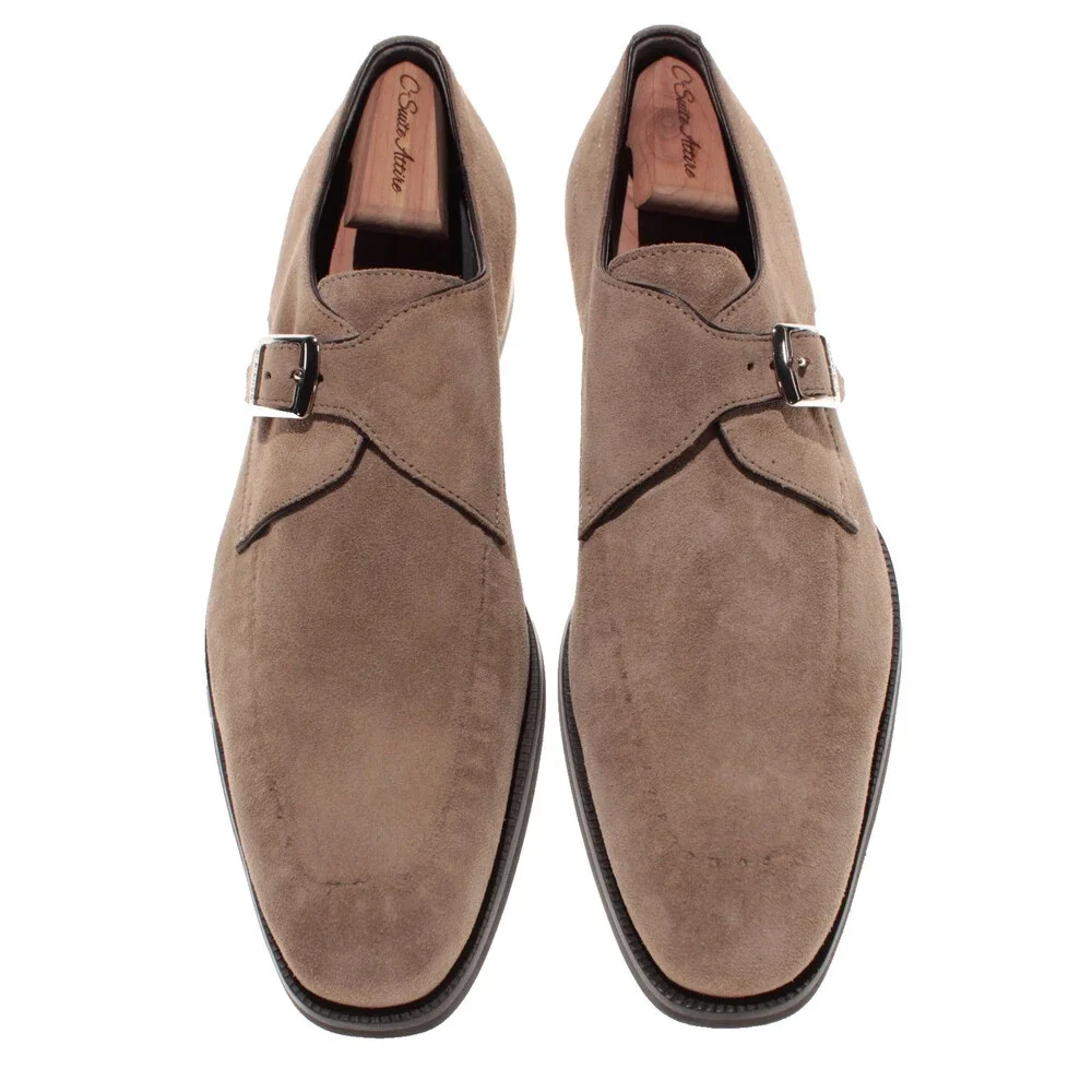 Di Bianco NWD Single Monk Strap Dress Shoes Size 42.5 (US 9.5) in Brown Suede